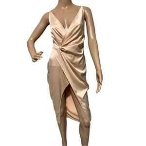 Meshki Satin Elegant Cream Draped Dress Size S